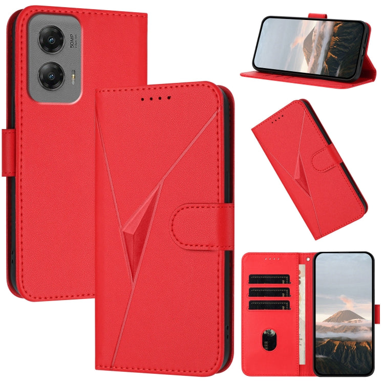 For Motorola Moto G Stylus 2024 Triangle Pattern Buckle Clasp Leather Phone Case(Red) - Motorola Cases by buy2fix | Online Shopping UK | buy2fix