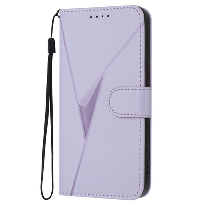 For Motorola Moto G 5G 2024 Triangle Pattern Buckle Clasp Leather Phone Case(Light Purple) - Motorola Cases by buy2fix | Online Shopping UK | buy2fix