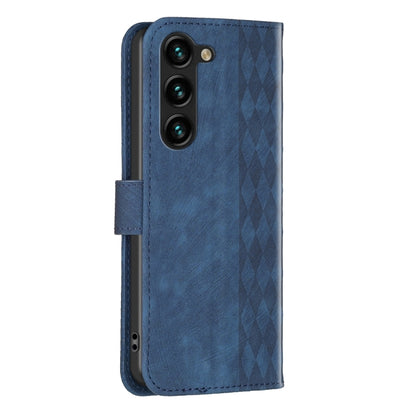 For Samsung Galaxy S25 5G Plaid Embossed Leather Phone Case(Blue) - Galaxy S25 5G Cases by buy2fix | Online Shopping UK | buy2fix