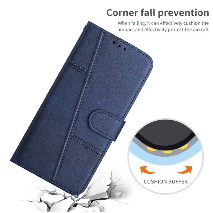 For Samsung Galaxy S25 / S24 5G Stitching Calf Texture Buckle Leather Phone Case(Blue) - Galaxy S25 5G Cases by buy2fix | Online Shopping UK | buy2fix