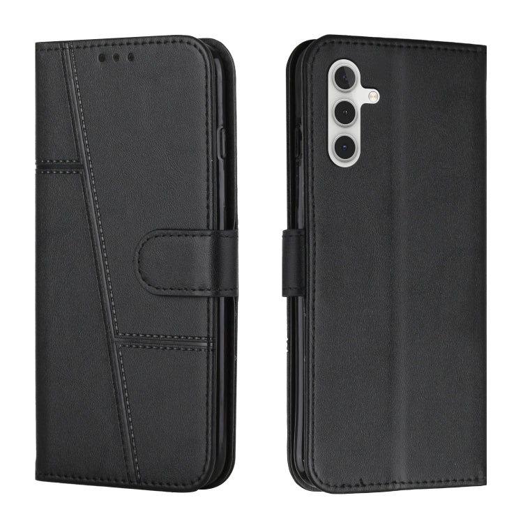 For Samsung Galaxy S25+ / S24+ 5G Stitching Calf Texture Buckle Leather Phone Case(Black) - Galaxy S25+ 5G Cases by buy2fix | Online Shopping UK | buy2fix