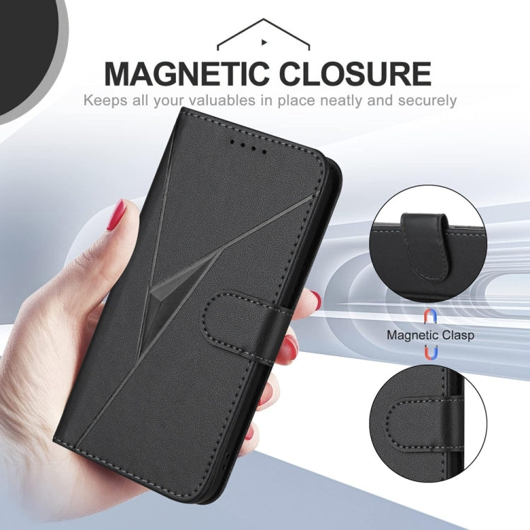 For Tecno Spark Go 2024 Triangle Pattern Buckle Clasp Leather Phone Case(Black) - Tecno Cases by buy2fix | Online Shopping UK | buy2fix