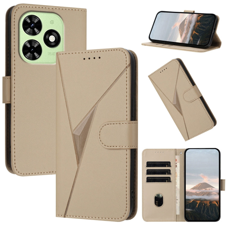 For Tecno Spark Go 2024 Triangle Pattern Buckle Clasp Leather Phone Case(Gold) - Tecno Cases by buy2fix | Online Shopping UK | buy2fix