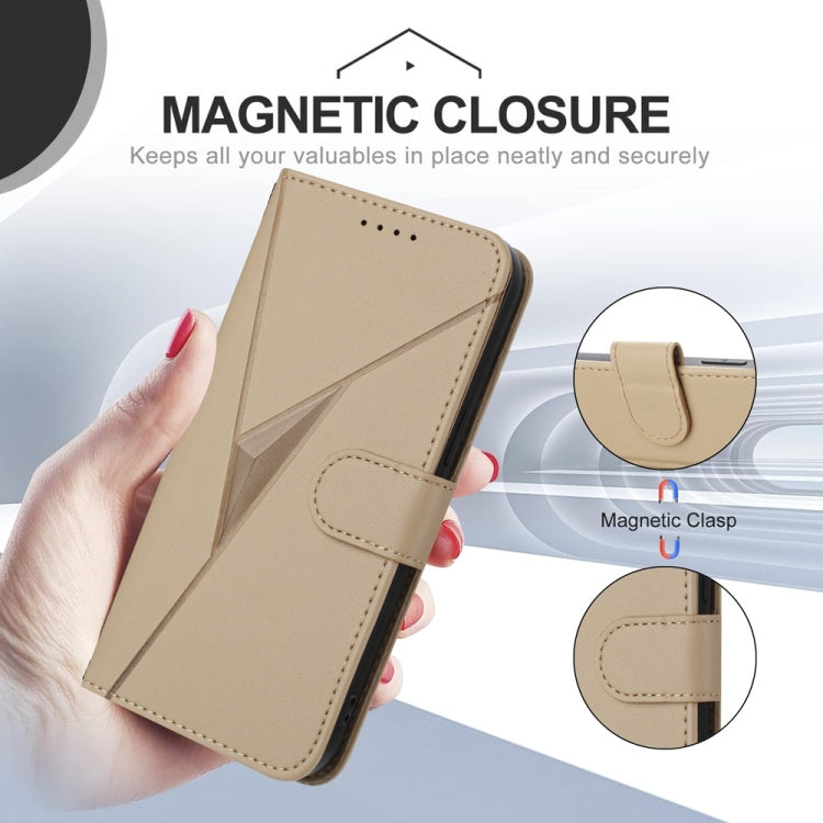 For Tecno Spark Go 2024 Triangle Pattern Buckle Clasp Leather Phone Case(Gold) - Tecno Cases by buy2fix | Online Shopping UK | buy2fix