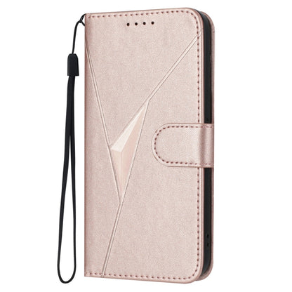 For Tecno Spark Go 2024 Triangle Pattern Buckle Clasp Leather Phone Case(Rose Gold) - Tecno Cases by buy2fix | Online Shopping UK | buy2fix