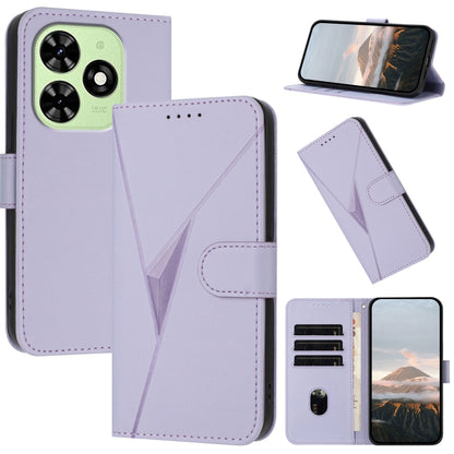 For Tecno Spark Go 2024 Triangle Pattern Buckle Clasp Leather Phone Case(Light Purple) - Tecno Cases by buy2fix | Online Shopping UK | buy2fix