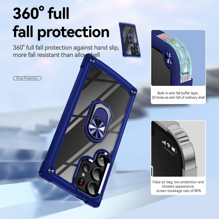 For Samsung Galaxy S25 Ultra 5G TPU + PC Lens Protection Phone Case with Ring Holder(Blue) - Galaxy S25 Ultra 5G Cases by buy2fix | Online Shopping UK | buy2fix