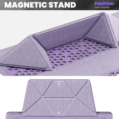 For MacBook Pro 16.2 inch A2991 / A2485 Fabric Magnetic Holder Laptop Protective Case(Purple) - MacBook Pro Cases by buy2fix | Online Shopping UK | buy2fix