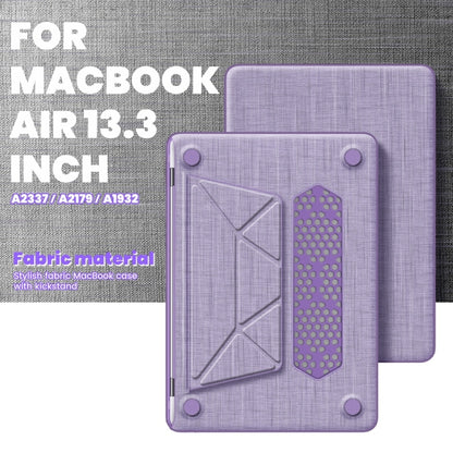 For MacBook Air 13.3 inch A2337 Fabric Magnetic Holder Laptop Protective Case(Purple) - MacBook Air Cases by buy2fix | Online Shopping UK | buy2fix