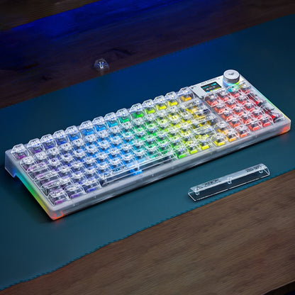 AULA F98 Pro 99 Keys Wired/2.4G/Bluetooth Three Model RGB Mechanical Keyboard, Shaft:Ice Soul Shaft(Transparent White) - Wireless Keyboard by AULA | Online Shopping UK | buy2fix