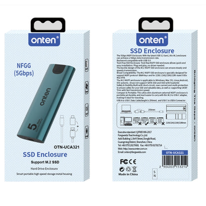 Onten UCA321 5Gbps M.2 M-key NGFF SSD Enclosure - Solid State Drives by Onten | Online Shopping UK | buy2fix