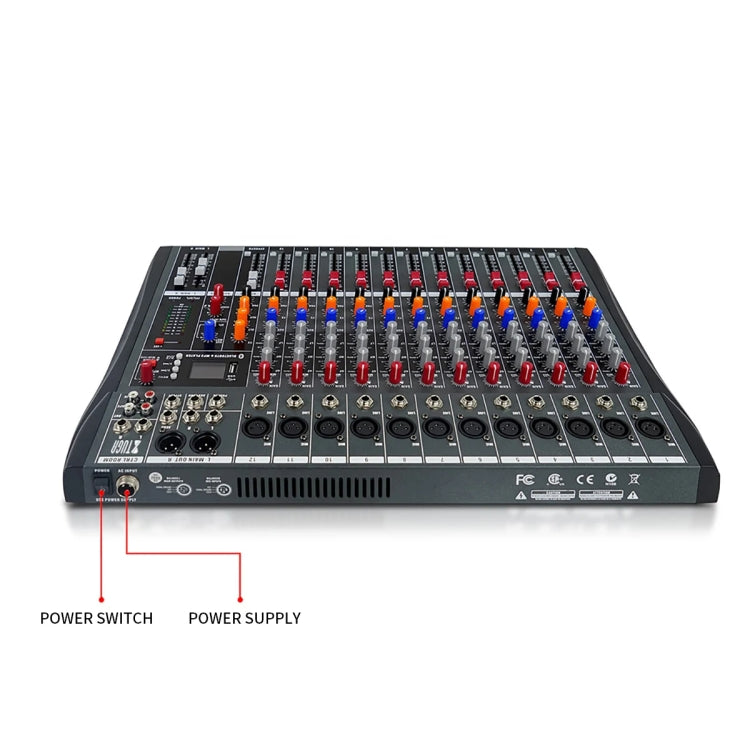 XTUGA CT120X 12-Channels Audio Mixer DJ Mixing Console with 48V Power Supply(UK Plug) - Live Sound Effects Processors by XTUGA | Online Shopping UK | buy2fix