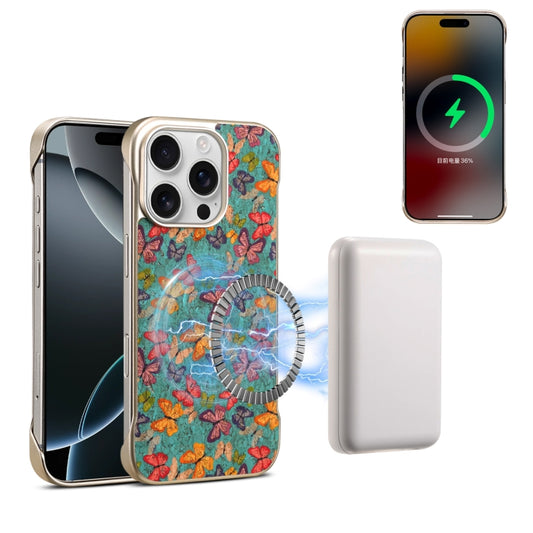 For iPhone 16 Pro Denior A18 Paint MagSafe Phone Case(Butterflies) - iPhone 16 Pro Cases by Denior | Online Shopping UK | buy2fix