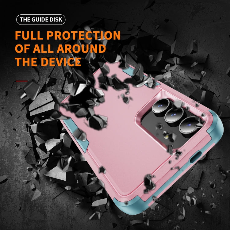 For Samsung Galaxy S25 5G TPU + PC Shockproof Protective Phone Case(Pink + Grey Green) - Galaxy S25 5G Cases by buy2fix | Online Shopping UK | buy2fix