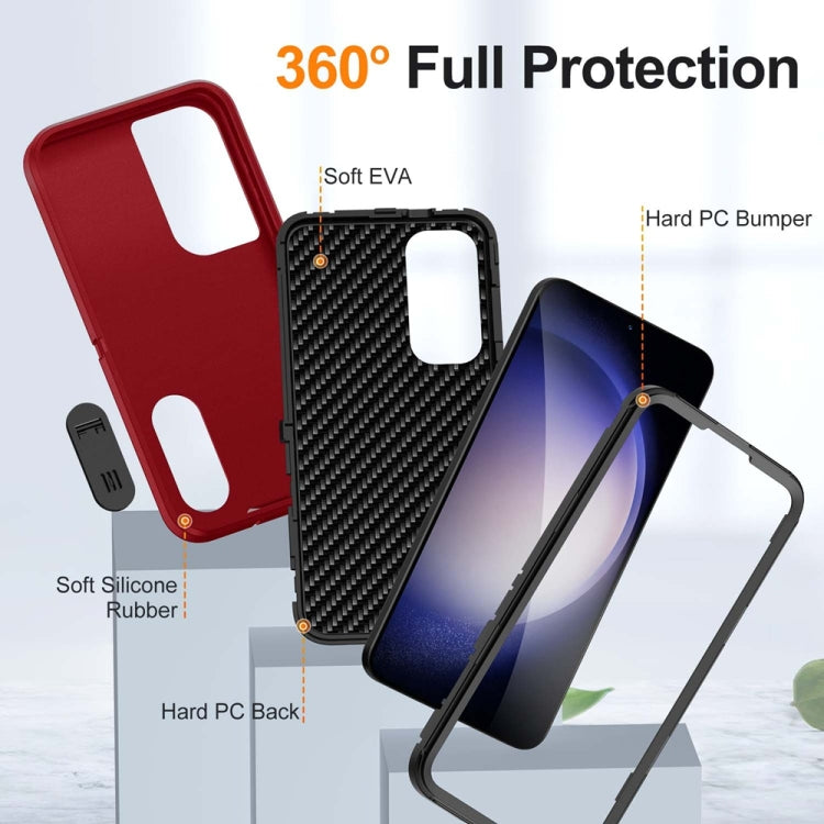 For Samsung Galaxy S24 / S25 5G Rugged PC Hybrid Silicone Phone Case with Holder(Red+Black) - Galaxy S25 5G Cases by buy2fix | Online Shopping UK | buy2fix