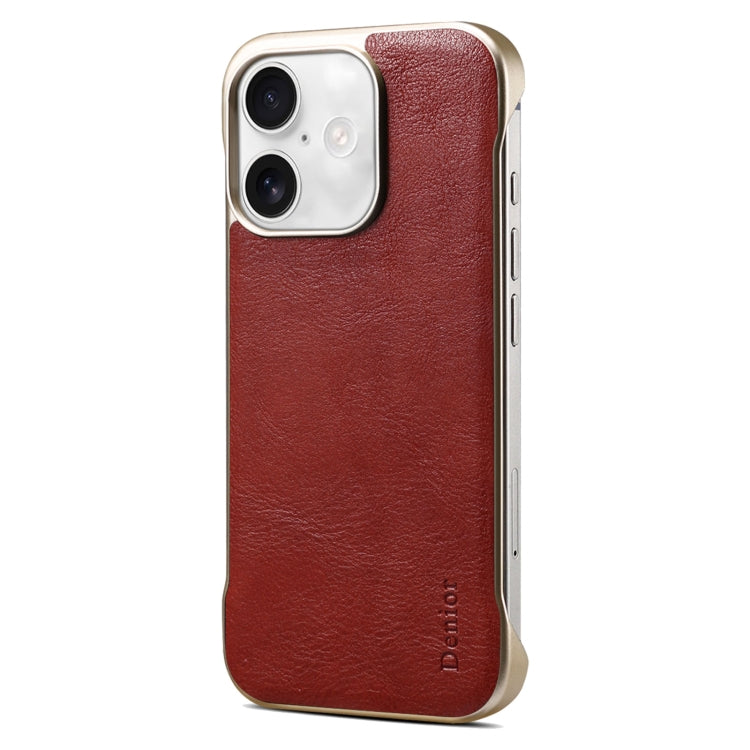 For iPhone 16 Denior MagSafe Genuine Leather Calf Texture  Phone Case(Red) - iPhone 16 Cases by Denior | Online Shopping UK | buy2fix