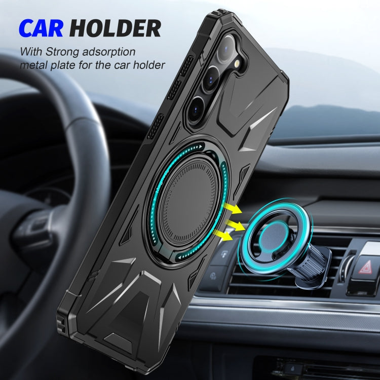 For Samsung Galaxy S25 5G MagSafe Magnetic Shockproof Phone Case with Ring Holder(Black) - Galaxy S25 5G Cases by buy2fix | Online Shopping UK | buy2fix