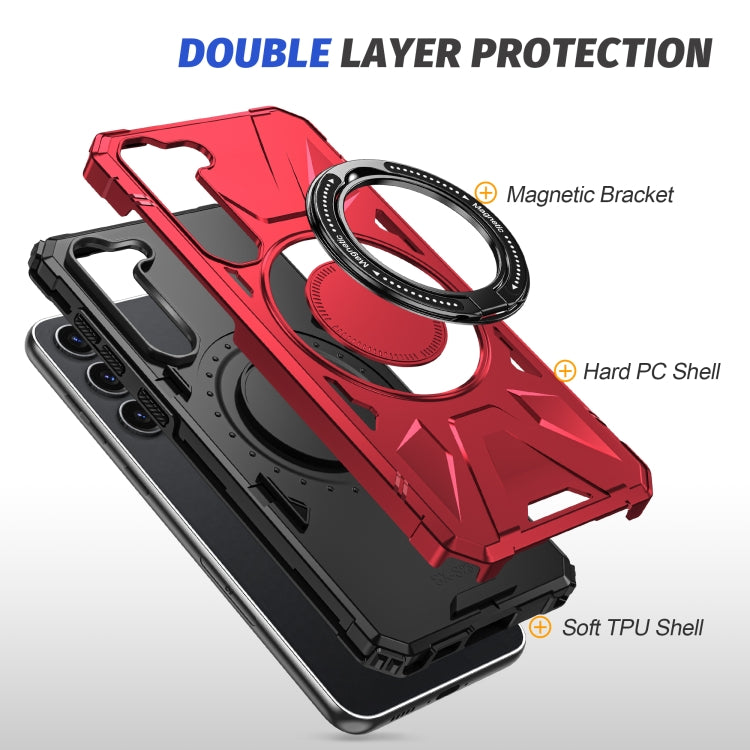 For Samsung Galaxy S25 5G MagSafe Magnetic Shockproof Phone Case with Ring Holder(Red) - Galaxy S25 5G Cases by buy2fix | Online Shopping UK | buy2fix