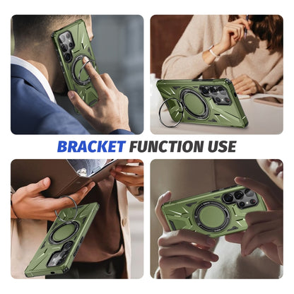 For Samsung Galaxy S25 Ultra 5G MagSafe Magnetic Shockproof Phone Case with Ring Holder(Dark Green) - Galaxy S25 Ultra 5G Cases by buy2fix | Online Shopping UK | buy2fix