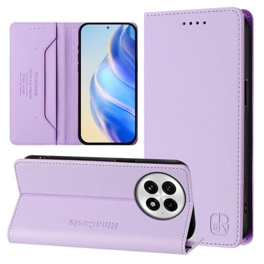 For OnePlus 13 RC01 Dual-Folded Magnetic Suction RFID Leather Phone Case(Light Purple) - OnePlus Cases by buy2fix | Online Shopping UK | buy2fix