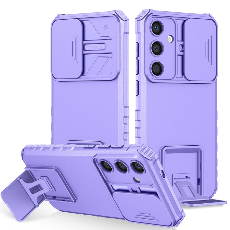 For Samsung Galaxy S25+ 5G Stereoscopic Holder Sliding Camshield Phone Case(Purple) - Galaxy S25+ 5G Cases by buy2fix | Online Shopping UK | buy2fix