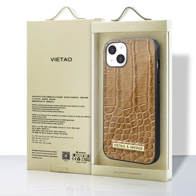 For iPhone 16 Pro VIETAO Alligator Texture PU Phone Case(Brown) - iPhone 16 Pro Cases by VIETAO | Online Shopping UK | buy2fix