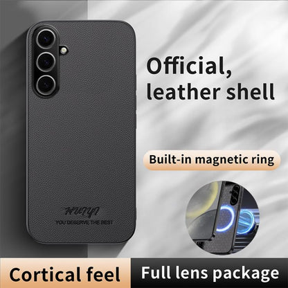 For Samsung Galaxy S25 5G HUIYI Leather Magnetic Phone Case(Grey) - Galaxy S25 5G Cases by buy2fix | Online Shopping UK | buy2fix