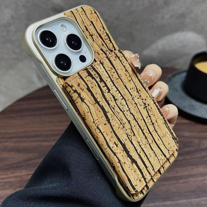 For iPhone 16 Pro Denior D24 Paint MagSafe Card Slot Phone Case(Yellow Wood Grain) - iPhone 16 Pro Cases by Denior | Online Shopping UK | buy2fix