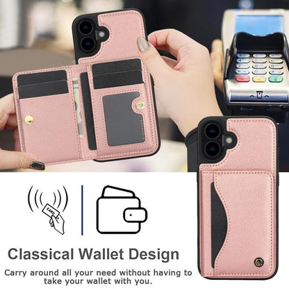 For iPhone 16 Plus AwQuer Horizontal Flip Card Bag Holder Leather Phone Case(Rose Gold) - iPhone 16 Plus Cases by Awquer | Online Shopping UK | buy2fix