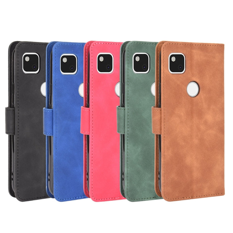 For Google Pixel 4a Solid Color Skin Feel Magnetic Buckle Horizontal Flip Calf Texture PU Leather Case with Holder & Card Slots & Wallet(Green) - Google Cases by buy2fix | Online Shopping UK | buy2fix