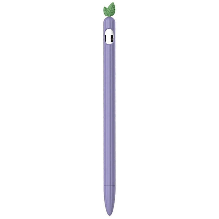 For Apple Pencil 1 Contrasting Color Mint Leaf Silicone Non-slip Protective Cover(Purple) - Pencil Accessories by buy2fix | Online Shopping UK | buy2fix