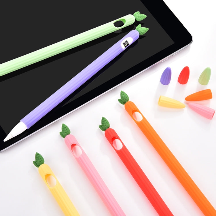 For Apple Pencil 2 Contrasting Color Mint Leaf Silicone Non-slip Protective Cover(Purple) - Pencil Accessories by buy2fix | Online Shopping UK | buy2fix