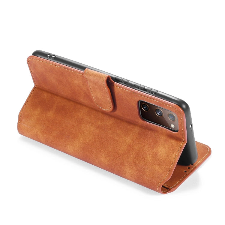 For Samsung Galaxy S20 FE DG.MING Retro Oil Side Horizontal Flip Case with Holder & Card Slots & Wallet(Brown) - Galaxy S20 FE Cases by DG.MING | Online Shopping UK | buy2fix