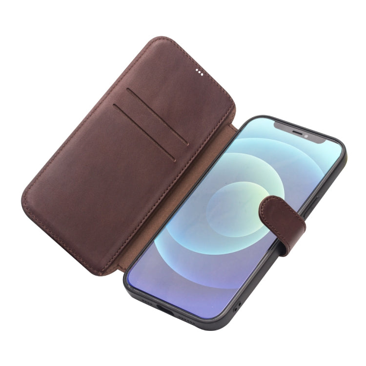 For iPhone 12 / 12 Pro QIALINO Business Magnetic Horizontal Flip Leather Case with Card Slots & Wallet(Dark Brown) - iPhone 12 / 12 Pro Cases by QIALINO | Online Shopping UK | buy2fix