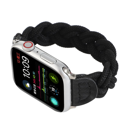 Elastic Woven Watch Band For Apple Watch Ultra 49mm&Watch Ultra 2 49mm / Series 9&8&7 45mm / SE 3&SE 2&6&SE&5&4 44mm / 3&2&1 42mm, Length:130mm(Black) - Watch Bands by buy2fix | Online Shopping UK | buy2fix