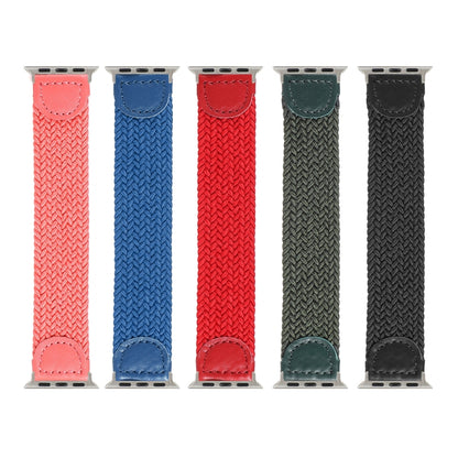 Nylon + Leather Braided Watch Band For Apple Watch Ultra 49mm&Watch Ultra 2 49mm / Series 9&8&7 45mm / SE 3&SE 2&6&SE&5&4 44mm / 3&2&1 42mm, Size:L(Rose Red) - Watch Bands by buy2fix | Online Shopping UK | buy2fix