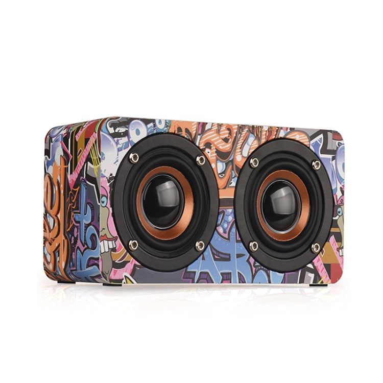 M5 Subwoofer Wooden Bluetooth 4.2 Speaker, Support TF Card & 3.5mm AUX & FM(Graffiti Color) - Desktop Speaker by buy2fix | Online Shopping UK | buy2fix