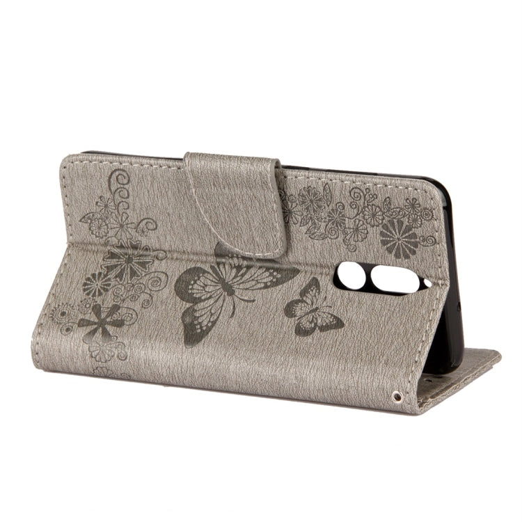 For Huawei  Mate 10 Lite Vintage Embossed Floral Butterfly Pattern Horizontal Flip Leather Case with Card Slot & Holder & Wallet & Lanyard (Grey) - Huawei Cases by buy2fix | Online Shopping UK | buy2fix