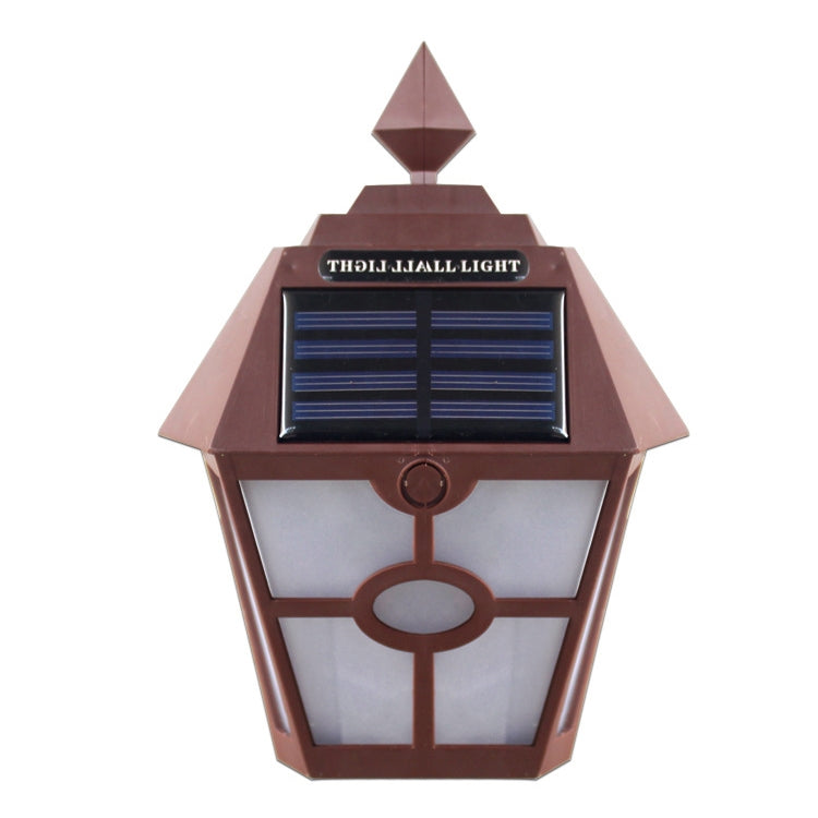 Solar Retro Hexagonal LED Wall Lamp Outdoor Light Sensor Control Landscape Light (Brown) - Solar Lights by buy2fix | Online Shopping UK | buy2fix