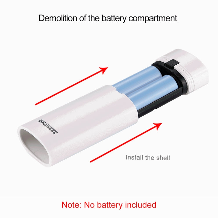 HAWEEL DIY 2x 18650 Battery (Not Included) 5600mAh Power Bank Shell Box with USB Output & Indicator(White) - Power Bank Box by HAWEEL | Online Shopping UK | buy2fix