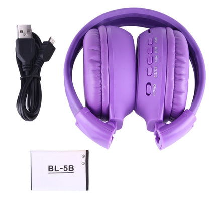 BS-N65 Headband Folding Stereo HiFi Wireless Headphone Headset with LCD Screen & TF Card Slot & LED Indicator Light & FM Function(Purple) - Headset & Headphone by buy2fix | Online Shopping UK | buy2fix