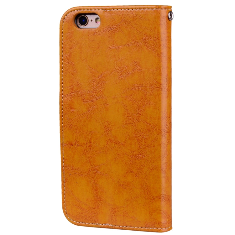 For iPhone 6 Plus & 6s Plus Business Style Oil Wax Texture Horizontal Flip Leather Case with Holder & Card Slots & Wallet (Yellow) - More iPhone Cases by buy2fix | Online Shopping UK | buy2fix