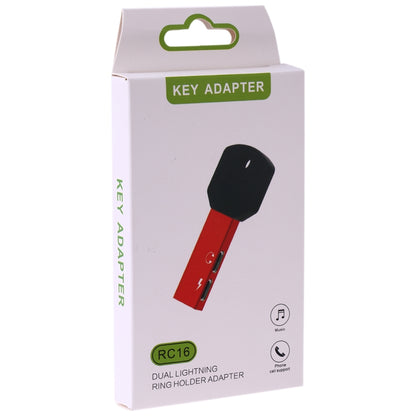 RC16 Dual 8 Pin Female to 8 Pin Male Key Shape Mini Portable Audio & Charge Adapter(Red) - Converter & Adapter by buy2fix | Online Shopping UK | buy2fix