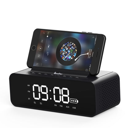 Oneder V06 Smart Sound Box Wireless Bluetooth Speaker, LED Screen Alarm Clock, Support Hands-free & FM & TF Card & AUX & USB Drive (Gold) - Desktop Speaker by OneDer | Online Shopping UK | buy2fix