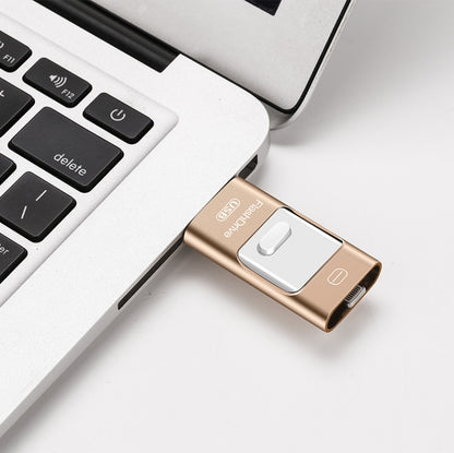 128GB USB 3.0 + 8 Pin + Mirco USB Android iPhone Computer Dual-use Metal Flash Drive (Rose Gold) - U Disk & Card Reader by buy2fix | Online Shopping UK | buy2fix