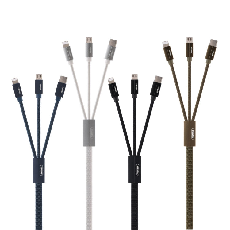 REMAX RC-094TH 1m 2.4A 3 in 1 USB to 8 Pin & USB-C / Type-C & Micro USB  Fast Charging Data Cable(Black) - Multifunction Cable by REMAX | Online Shopping UK | buy2fix