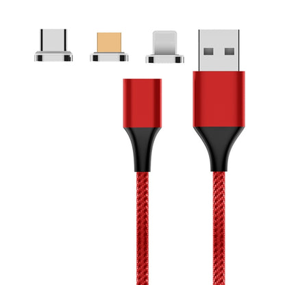 M11 3 in 1 3A USB to 8 Pin + Micro USB + USB-C / Type-C Nylon Braided Magnetic Data Cable, Cable Length: 1m (Red) - Charging Cable & Head by buy2fix | Online Shopping UK | buy2fix