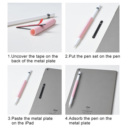 Magnetic Sleeve Silicone Holder Grip Set for Apple Pencil (Pink) - Pencil Accessories by buy2fix | Online Shopping UK | buy2fix