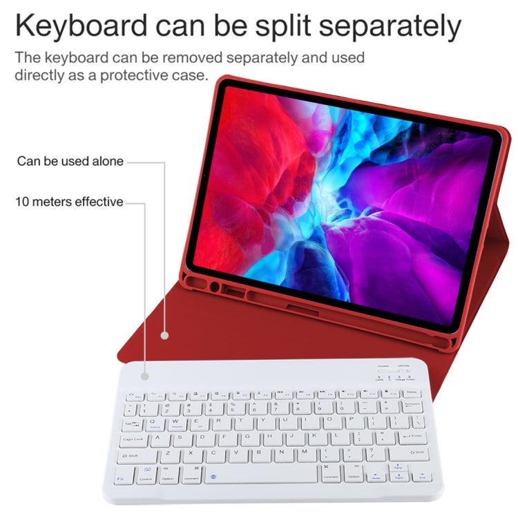 TG11B Detachable Bluetooth White Keyboard + Microfiber Leather Tablet Case for iPad Pro 11 inch (2020), with Pen Slot & Holder (Red) - For iPad Pro by buy2fix | Online Shopping UK | buy2fix