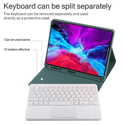 TG11BC Detachable Bluetooth White Keyboard Microfiber Leather Tablet Case for iPad Pro 11 inch (2020), with Touchpad & Pen Slot & Holder (Dark Green) - For iPad Pro by buy2fix | Online Shopping UK | buy2fix